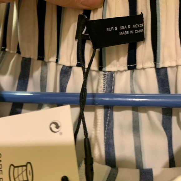 ZARA. White And Blue Trouser Pants - Picture 6 of 9